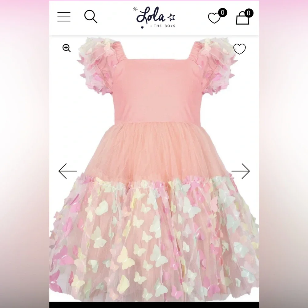 Lola + The Boys 3D BUTTERFLY PUFFY SLEEVE DRESS - Picture 1 of 5